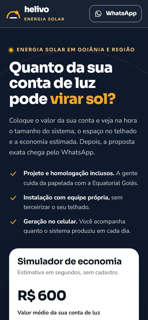 O site no celular, com o título e o início do simulador de economia.